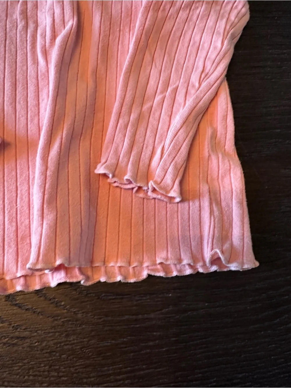 Girls Long Sleeve Ribbed Pink Pajama Set - Soft Knit Two-Piece
